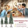 imageGoplus 3 4 5 PreLit Artificial Christmas Tree Set of 3 Slim Pencil Xmas Trees with Snowy Leaves WarmWhite LED Lights Metal Plate Base for Holiday Party Seasonal Office Home Decor