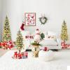imageGoplus 3 4 5 PreLit Artificial Christmas Tree Set of 3 Slim Pencil Xmas Trees with Snowy Leaves WarmWhite LED Lights Metal Plate Base for Holiday Party Seasonal Office Home Decor