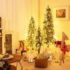 imageGoplus 3 4 5 PreLit Artificial Christmas Tree Set of 3 Slim Pencil Xmas Trees with Snowy Leaves WarmWhite LED Lights Metal Plate Base for Holiday Party Seasonal Office Home Decor