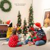 imageGoplus 4 5 6 PreLit Artificial Christmas Tree Set of 3 Slim Pencil Xmas Trees with Drooping Branches Warm White LED Lights Metal Base Cotton Core for Holiday Party Seasonal Office Home DecorStyleB