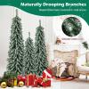 imageGoplus 4 5 6 PreLit Artificial Christmas Tree Set of 3 Slim Pencil Xmas Trees with Drooping Branches Warm White LED Lights Metal Base Cotton Core for Holiday Party Seasonal Office Home DecorStyleG