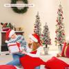 imageGoplus 4 5 6 PreLit Artificial Christmas Tree Set of 3 Slim Pencil Xmas Trees with Drooping Branches Warm White LED Lights Metal Base Cotton Core for Holiday Party Seasonal Office Home DecorStyleC