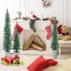 imageGoplus 4 5 6 PreLit Artificial Christmas Tree Set of 3 Slim Pencil Xmas Trees with Drooping Branches Warm White LED Lights Metal Base Cotton Core for Holiday Party Seasonal Office Home DecorStyleB
