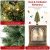 imageGoplus 4ft PreLit Christmas Tree for Entrances Artificial Potted Xmas Tree with 100 LED Lights Timer 3 Lighting Modes 116 Branch Tips Pine Needles Antique Urn Base Porch Indoor Holiday DecorPine Needle Tree