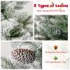 imageGoplus 4ft PreLit Christmas Tree for Entrances Artificial Potted Xmas Tree with 100 LED Lights Timer 3 Lighting Modes 116 Branch Tips Pine Needles Antique Urn Base Porch Indoor Holiday DecorSnowy Prelit