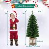 imageGoplus 4ft PreLit Christmas Tree for Entrances Artificial Potted Xmas Tree with 100 LED Lights Timer 3 Lighting Modes 116 Branch Tips Pine Needles Antique Urn Base Porch Indoor Holiday DecorPvc Tree