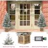 imageGoplus 4ft PreLit Christmas Tree for Entrances Artificial Potted Xmas Tree with 100 LED Lights Timer 3 Lighting Modes 116 Branch Tips Pine Needles Antique Urn Base Porch Indoor Holiday DecorSnowy Prelit