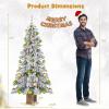 imageGoplus 4ft PreLit Christmas Tree for Entrances Artificial Potted Xmas Tree with 100 LED Lights Timer 3 Lighting Modes 116 Branch Tips Pine Needles Antique Urn Base Porch Indoor Holiday DecorSnowy