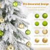imageGoplus 4ft PreLit Christmas Tree for Entrances Artificial Potted Xmas Tree with 100 LED Lights Timer 3 Lighting Modes 116 Branch Tips Pine Needles Antique Urn Base Porch Indoor Holiday DecorSnowy