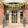 imageGoplus 4ft PreLit Christmas Tree for Entrances Artificial Potted Xmas Tree with 100 LED Lights Timer 3 Lighting Modes 116 Branch Tips Pine Needles Antique Urn Base Porch Indoor Holiday DecorSnowy Prelit