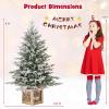 imageGoplus 4ft PreLit Christmas Tree for Entrances Artificial Potted Xmas Tree with 100 LED Lights Timer 3 Lighting Modes 116 Branch Tips Pine Needles Antique Urn Base Porch Indoor Holiday DecorSnowy Prelit