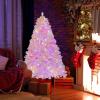 imageGoplus 6FT Pink Prelit Christmas Tree Hinged Snow Flocked Artificial Xmas Tree with 808 Branch Tips 8 Lighting Modes ampamp 350 MultiColor LED Lights Seasonal Holiday Decoration for Office HomePinkmulticolor