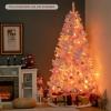 imageGoplus 6FT Pink Prelit Christmas Tree Hinged Snow Flocked Artificial Xmas Tree with 808 Branch Tips 8 Lighting Modes ampamp 350 MultiColor LED Lights Seasonal Holiday Decoration for Office HomePinkmulticolor