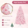imageGoplus 6FT Pink Prelit Christmas Tree Hinged Snow Flocked Artificial Xmas Tree with 808 Branch Tips 8 Lighting Modes ampamp 350 MultiColor LED Lights Seasonal Holiday Decoration for Office HomePinkmulticolor