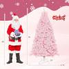 imageGoplus 6FT Pink Prelit Christmas Tree Hinged Snow Flocked Artificial Xmas Tree with 808 Branch Tips 8 Lighting Modes ampamp 350 MultiColor LED Lights Seasonal Holiday Decoration for Office HomePinkmulticolor