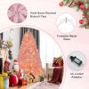 imageGoplus 6FT Pink Prelit Christmas Tree Hinged Snow Flocked Artificial Xmas Tree with 808 Branch Tips 8 Lighting Modes ampamp 350 MultiColor LED Lights Seasonal Holiday Decoration for Office HomePinkmulticolor