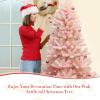 imageGoplus 6FT Pink Prelit Christmas Tree Hinged Snow Flocked Artificial Xmas Tree with 808 Branch Tips 8 Lighting Modes ampamp 350 MultiColor LED Lights Seasonal Holiday Decoration for Office HomePink