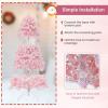 imageGoplus 6FT Pink Prelit Christmas Tree Hinged Snow Flocked Artificial Xmas Tree with 808 Branch Tips 8 Lighting Modes ampamp 350 MultiColor LED Lights Seasonal Holiday Decoration for Office HomePinkmulticolor