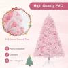 imageGoplus 6FT Pink Prelit Christmas Tree Hinged Snow Flocked Artificial Xmas Tree with 808 Branch Tips 8 Lighting Modes ampamp 350 MultiColor LED Lights Seasonal Holiday Decoration for Office HomePinkmulticolor