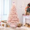imageGoplus 6FT Pink Prelit Christmas Tree Hinged Snow Flocked Artificial Xmas Tree with 808 Branch Tips 8 Lighting Modes ampamp 350 MultiColor LED Lights Seasonal Holiday Decoration for Office HomePink