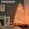imageGoplus 6FT Pink Prelit Christmas Tree Hinged Snow Flocked Artificial Xmas Tree with 808 Branch Tips 8 Lighting Modes ampamp 350 MultiColor LED Lights Seasonal Holiday Decoration for Office HomePinkmulticolor