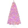 imageGoplus 6FT Pink Prelit Christmas Tree Hinged Snow Flocked Artificial Xmas Tree with 808 Branch Tips 8 Lighting Modes ampamp 350 MultiColor LED Lights Seasonal Holiday Decoration for Office HomePinkmulticolor
