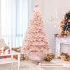 imageGoplus 6FT Pink Prelit Christmas Tree Hinged Snow Flocked Artificial Xmas Tree with 808 Branch Tips 8 Lighting Modes ampamp 350 MultiColor LED Lights Seasonal Holiday Decoration for Office HomePink