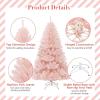 imageGoplus 6FT Pink Prelit Christmas Tree Hinged Snow Flocked Artificial Xmas Tree with 808 Branch Tips 8 Lighting Modes ampamp 350 MultiColor LED Lights Seasonal Holiday Decoration for Office HomePink