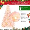 imageGoplus 6FT Pink Prelit Christmas Tree Hinged Snow Flocked Artificial Xmas Tree with 808 Branch Tips 8 Lighting Modes ampamp 350 MultiColor LED Lights Seasonal Holiday Decoration for Office HomePinkwarm White