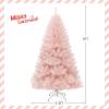 imageGoplus 6FT Pink Prelit Christmas Tree Hinged Snow Flocked Artificial Xmas Tree with 808 Branch Tips 8 Lighting Modes ampamp 350 MultiColor LED Lights Seasonal Holiday Decoration for Office HomePink
