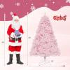 imageGoplus 6FT Pink Prelit Christmas Tree Hinged Snow Flocked Artificial Xmas Tree with 808 Branch Tips 8 Lighting Modes ampamp 350 MultiColor LED Lights Seasonal Holiday Decoration for Office HomePinkmulticolor