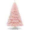 imageGoplus 6FT Pink Prelit Christmas Tree Hinged Snow Flocked Artificial Xmas Tree with 808 Branch Tips 8 Lighting Modes ampamp 350 MultiColor LED Lights Seasonal Holiday Decoration for Office HomePink