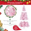 imageGoplus 6FT Pink Prelit Christmas Tree Hinged Snow Flocked Artificial Xmas Tree with 808 Branch Tips 8 Lighting Modes ampamp 350 MultiColor LED Lights Seasonal Holiday Decoration for Office HomePinkwarm White