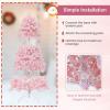 imageGoplus 6FT Pink Prelit Christmas Tree Hinged Snow Flocked Artificial Xmas Tree with 808 Branch Tips 8 Lighting Modes ampamp 350 MultiColor LED Lights Seasonal Holiday Decoration for Office HomePinkmulticolor