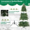 imageGoplus 6ft Artificial Christmas Tree Unlit Green Hinged Xmas Full Tree with 721 Lush Branch Tips PVC ampamp PE Leaves Mix Foldable Metal Stand for Seasonal Home Office Party Decoration75 FT with Lights