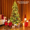imageGoplus 6ft Artificial Christmas Tree Unlit Green Hinged Xmas Full Tree with 721 Lush Branch Tips PVC ampamp PE Leaves Mix Foldable Metal Stand for Seasonal Home Office Party Decoration6 FT with Lights