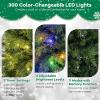 imageGoplus 6ft Artificial Christmas Tree Unlit Green Hinged Xmas Full Tree with 721 Lush Branch Tips PVC ampamp PE Leaves Mix Foldable Metal Stand for Seasonal Home Office Party Decoration6 FT with Lights