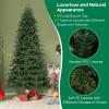 imageGoplus 6ft Artificial Christmas Tree Unlit Green Hinged Xmas Full Tree with 721 Lush Branch Tips PVC ampamp PE Leaves Mix Foldable Metal Stand for Seasonal Home Office Party Decoration75 FT with Lights