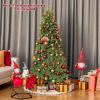 imageGoplus 6ft Artificial Christmas Tree Unlit Green Hinged Xmas Full Tree with 721 Lush Branch Tips PVC ampamp PE Leaves Mix Foldable Metal Stand for Seasonal Home Office Party Decoration6 FT