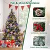 imageGoplus 6ft PreLit Artificial Christmas Tree Hinged Xmas Tree with 11 Lighting Modes 350 LED Lights 747 Branch Tips Pine Needles 55 Pine Cones ampamp 55 Red Berries for Office Home Decor6ft