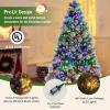 imageGoplus 6ft PreLit Artificial Christmas Tree Hinged Xmas Tree with 11 Lighting Modes 350 LED Lights 747 Branch Tips Pine Needles 55 Pine Cones ampamp 55 Red Berries for Office Home Decor7ft