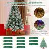 imageGoplus 6ft PreLit Artificial Christmas Tree Hinged Xmas Tree with 11 Lighting Modes 350 LED Lights 747 Branch Tips Pine Needles 55 Pine Cones ampamp 55 Red Berries for Office Home Decor6ft