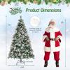 imageGoplus 6ft PreLit Artificial Christmas Tree Hinged Xmas Tree with 11 Lighting Modes 350 LED Lights 747 Branch Tips Pine Needles 55 Pine Cones ampamp 55 Red Berries for Office Home Decor7ft