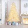imageGoplus 6ft PreLit Artificial Christmas Tree White Hinged Xmas Tree with 383 Snow Flocked PE Tips 300 MultiColor ampamp WarmWhite Fairy LED Lights 11 Lighting Modes Home Office Party Holiday Decor