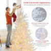 imageGoplus 6ft PreLit Artificial Christmas Tree White Hinged Xmas Tree with 383 Snow Flocked PE Tips 300 MultiColor ampamp WarmWhite Fairy LED Lights 11 Lighting Modes Home Office Party Holiday Decor