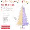 imageGoplus 6ft PreLit Artificial Christmas Tree White Hinged Xmas Tree with 383 Snow Flocked PE Tips 300 MultiColor ampamp WarmWhite Fairy LED Lights 11 Lighting Modes Home Office Party Holiday Decor