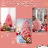 imageGoplus 7 FT Blue Gradient Snow Flocked Christmas Tree Artificial Unlit Hinged Xmas Full Tree with 725 Lush Branch Tips Foldable Metal Stand for Seasonal Home Office Party DecorationPink
