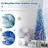 imageGoplus 7 FT Blue Gradient Snow Flocked Christmas Tree Artificial Unlit Hinged Xmas Full Tree with 725 Lush Branch Tips Foldable Metal Stand for Seasonal Home Office Party DecorationGradient Blue
