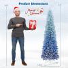 imageGoplus 7 FT Blue Gradient Snow Flocked Christmas Tree Artificial Unlit Hinged Xmas Full Tree with 725 Lush Branch Tips Foldable Metal Stand for Seasonal Home Office Party DecorationGradient Blue