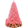imageGoplus 7 FT Blue Gradient Snow Flocked Christmas Tree Artificial Unlit Hinged Xmas Full Tree with 725 Lush Branch Tips Foldable Metal Stand for Seasonal Home Office Party DecorationPink